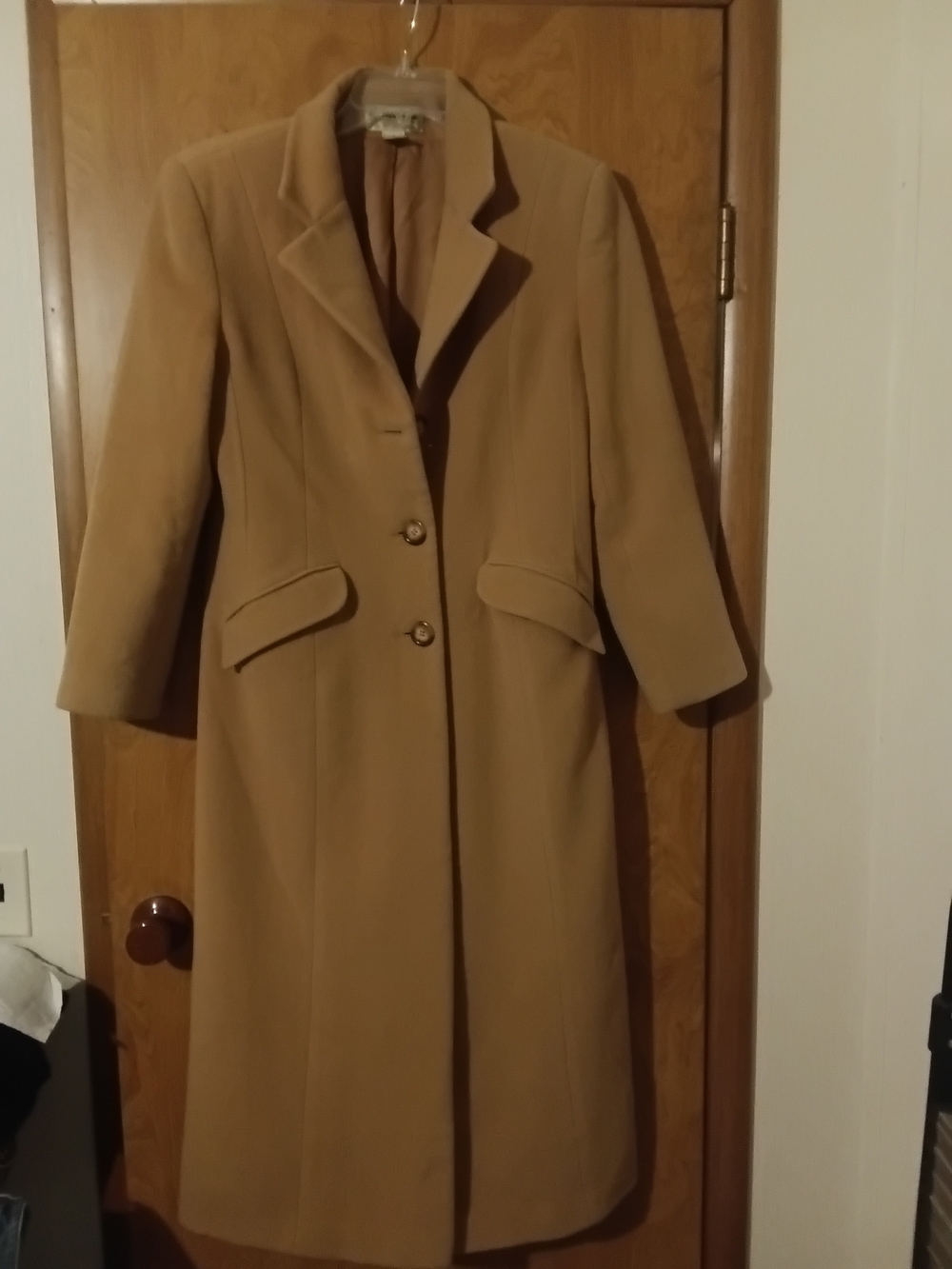 Preston & York Camel Long Wool-Blend Trench Coat